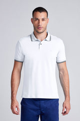 Polo Manga Curta Malha Básica Slim Fit - Branco