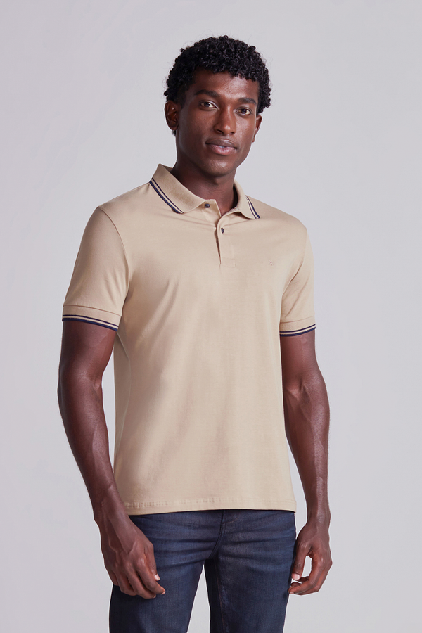 Camisa Polo Básica Malha Premium Slim Fit - Marrom