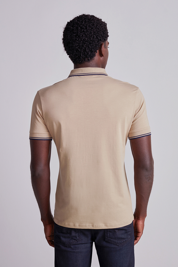 Camisa Polo Básica Malha Premium Slim Fit - Marrom