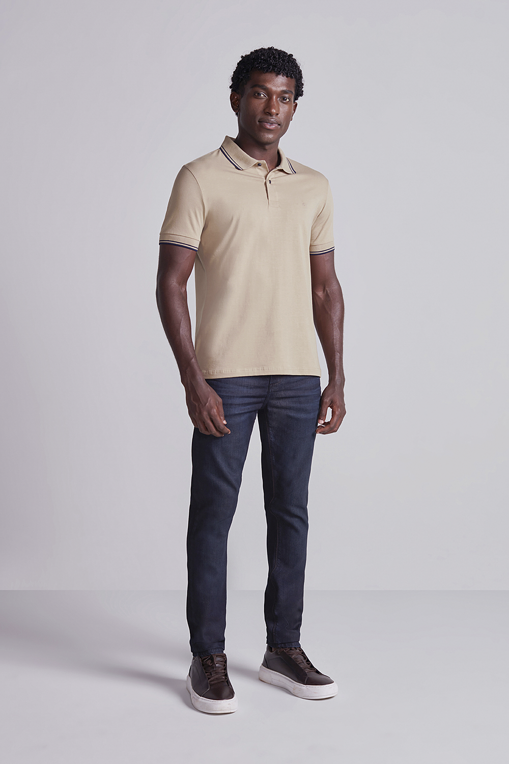 Polo Manga Curta Malha Básica Slim Fit