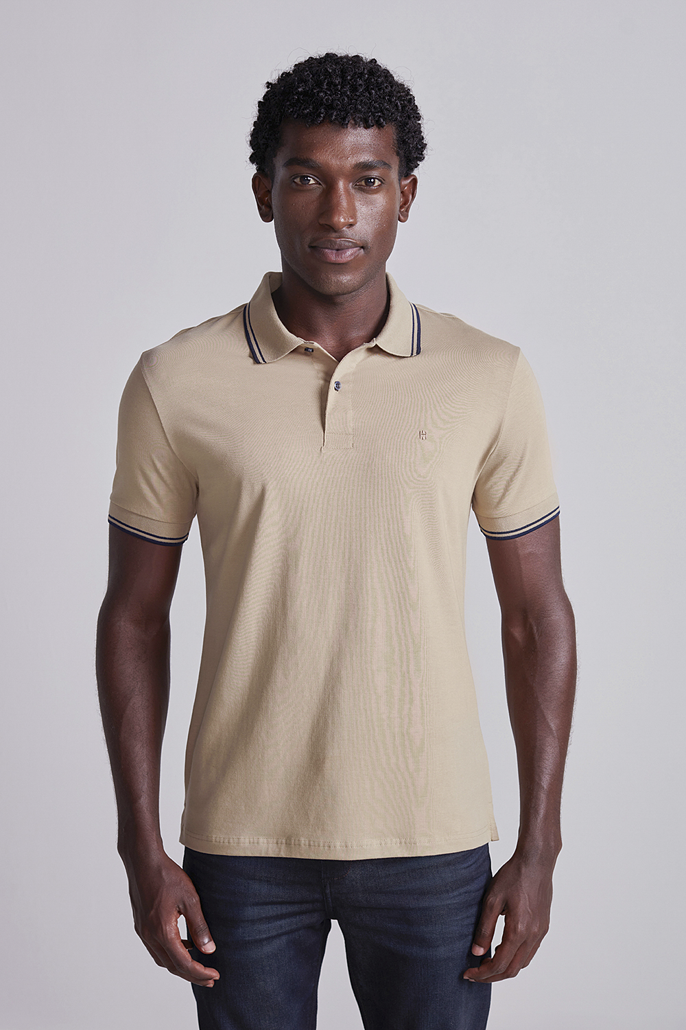 Polo Manga Curta Malha Básica Slim Fit
