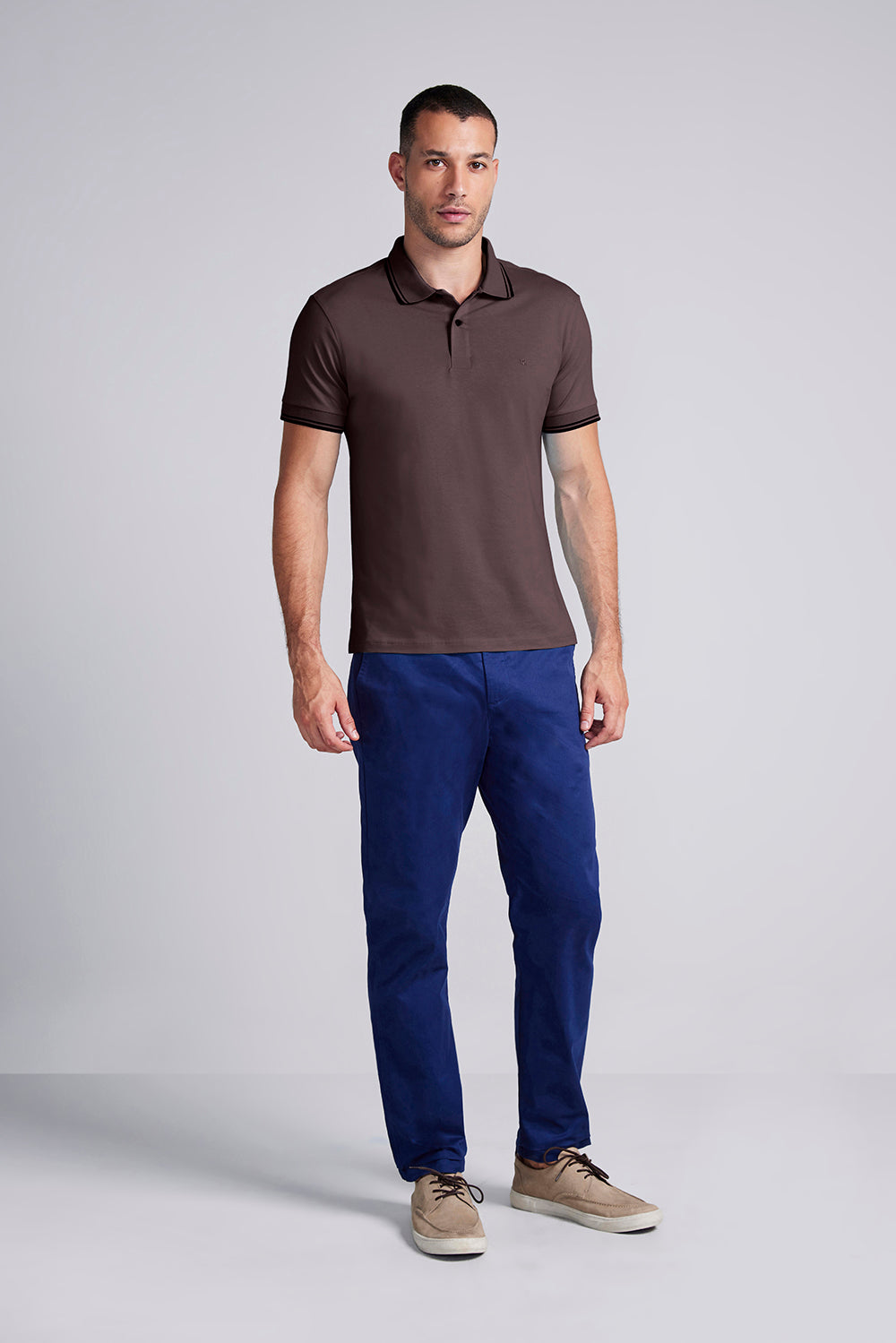 Polo Manga Curta Malha Básica Slim Fit