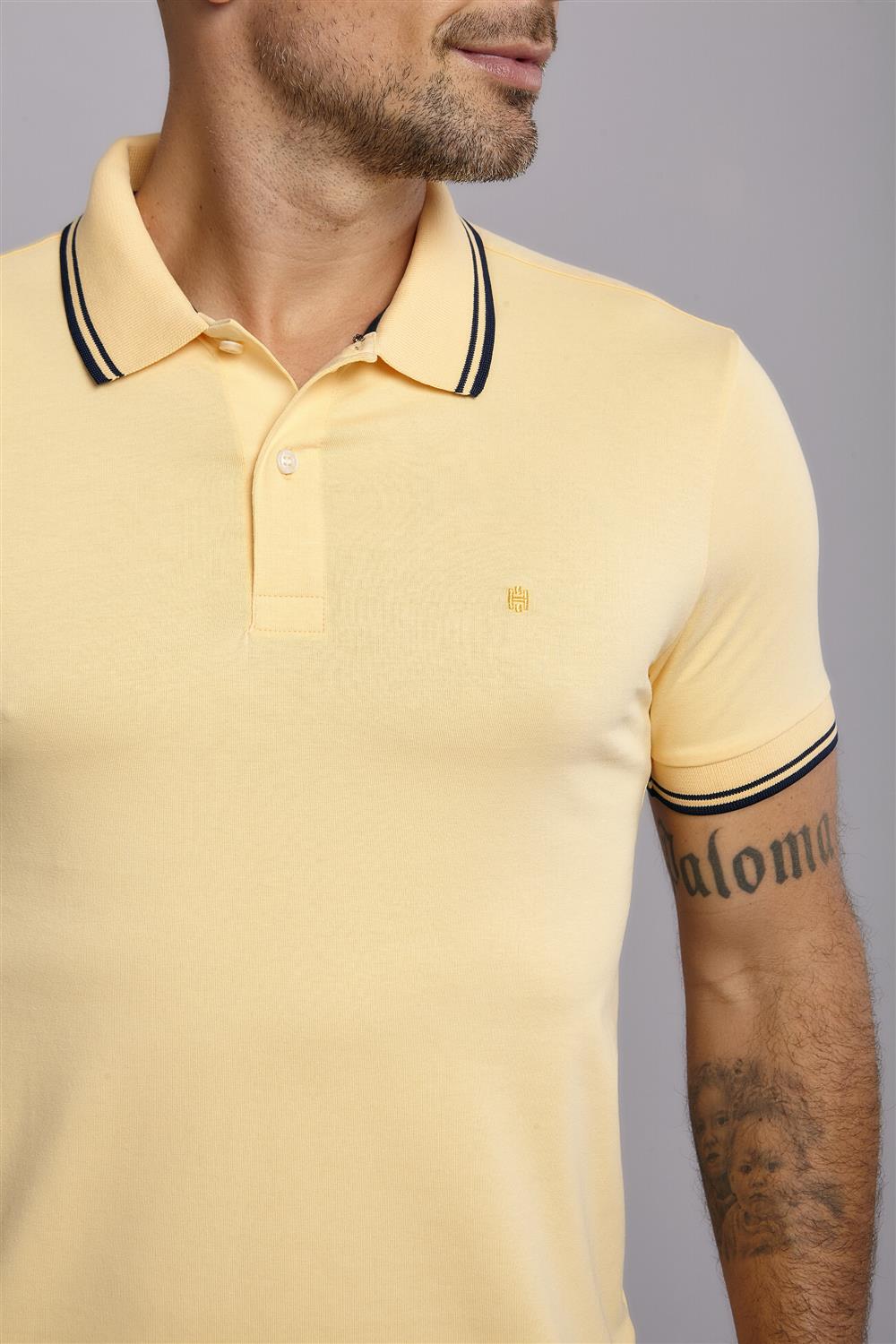 Polo Manga Curta Malha Básica Slim Fit