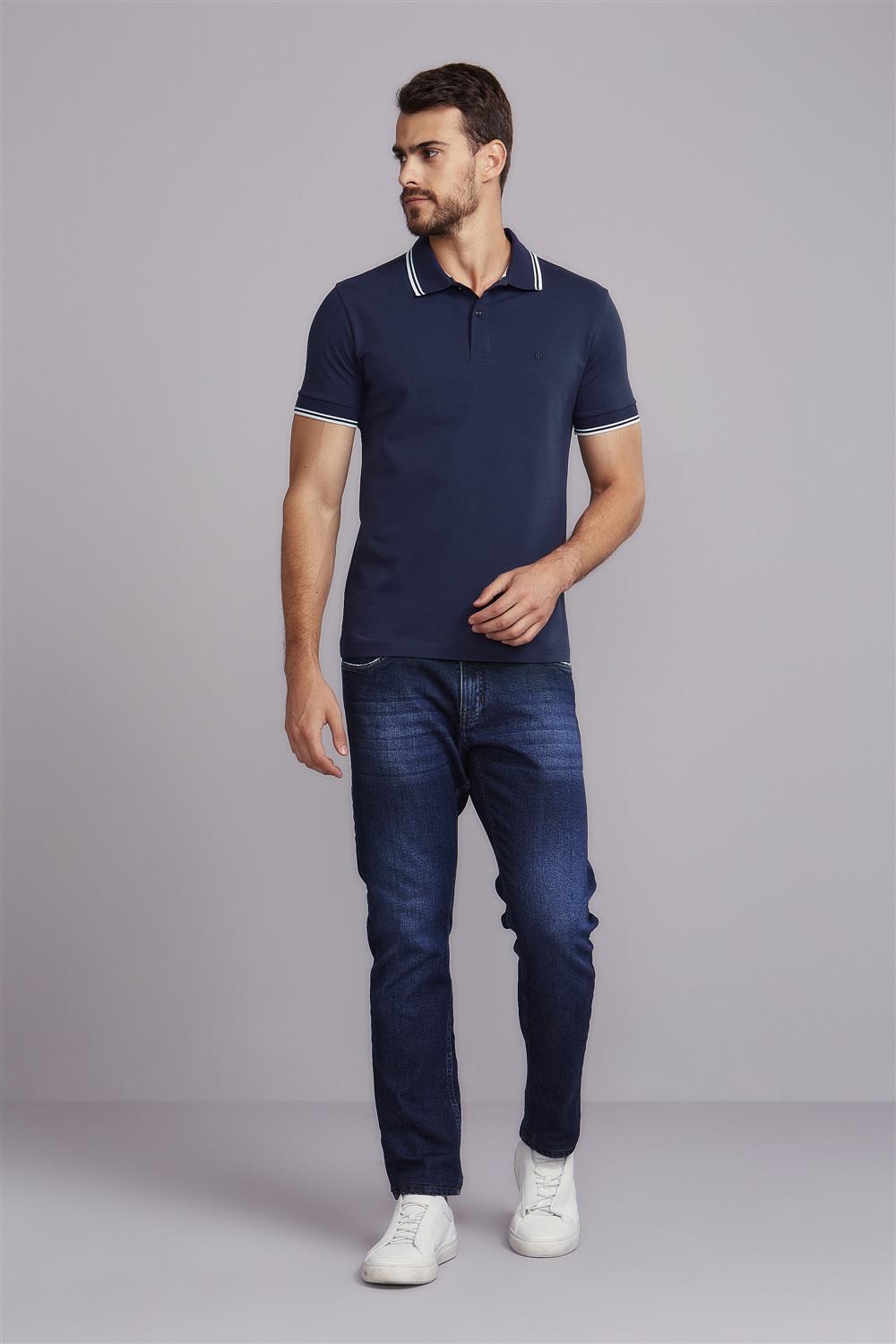 Polo Manga Curta Malha Básica Slim Fit