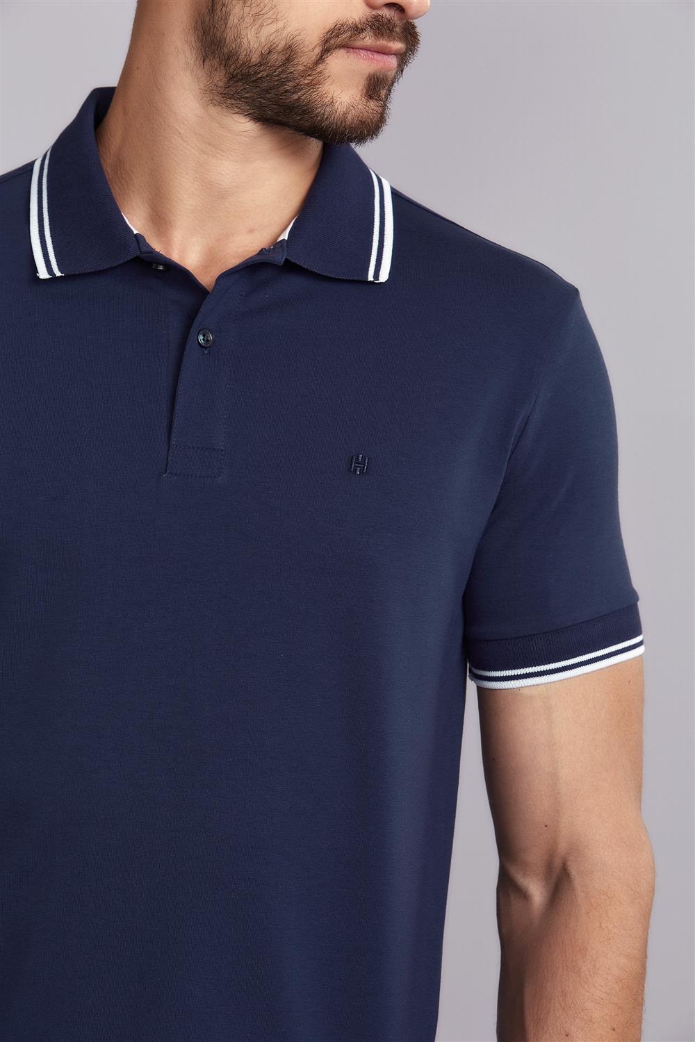 Polo Manga Curta Malha Básica Slim Fit