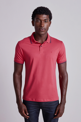 Polo Manga Curta Malha Básica Slim Fit - Laranja