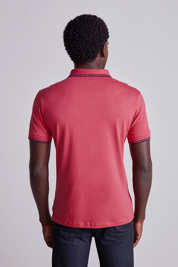 Polo Manga Curta Malha Básica Slim Fit - Laranja
