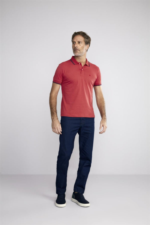 Camisa Polo Básica Malha Premium Slim Fit - Vermelho