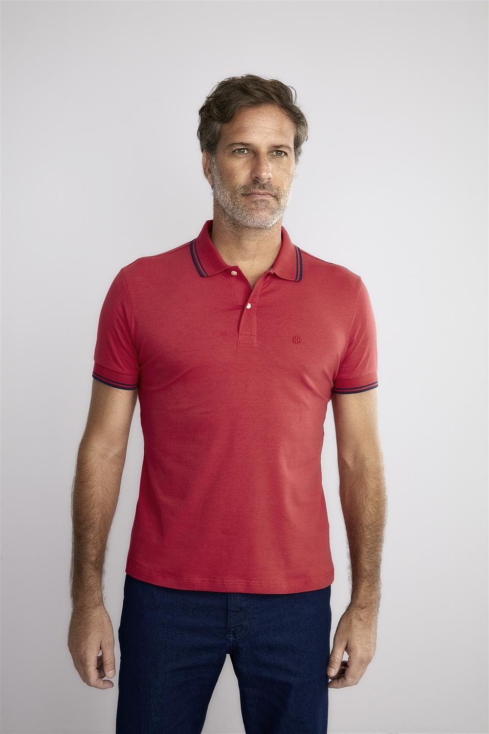 Polo Manga Curta Malha Básica Slim Fit