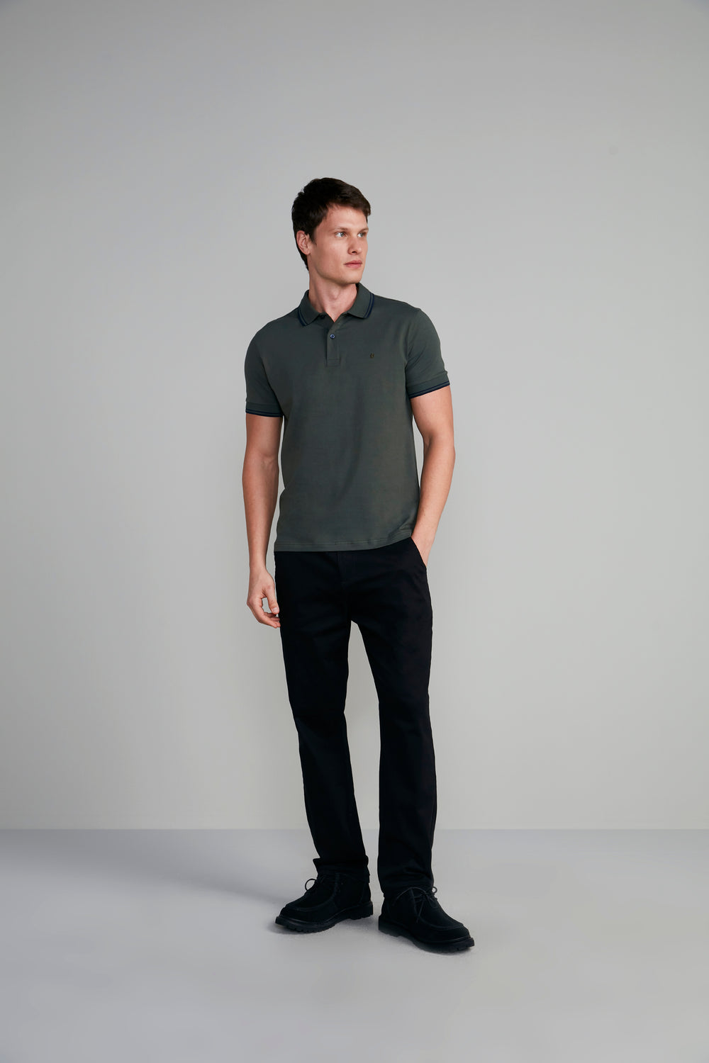 Polo Manga Curta Malha Básica Slim Fit