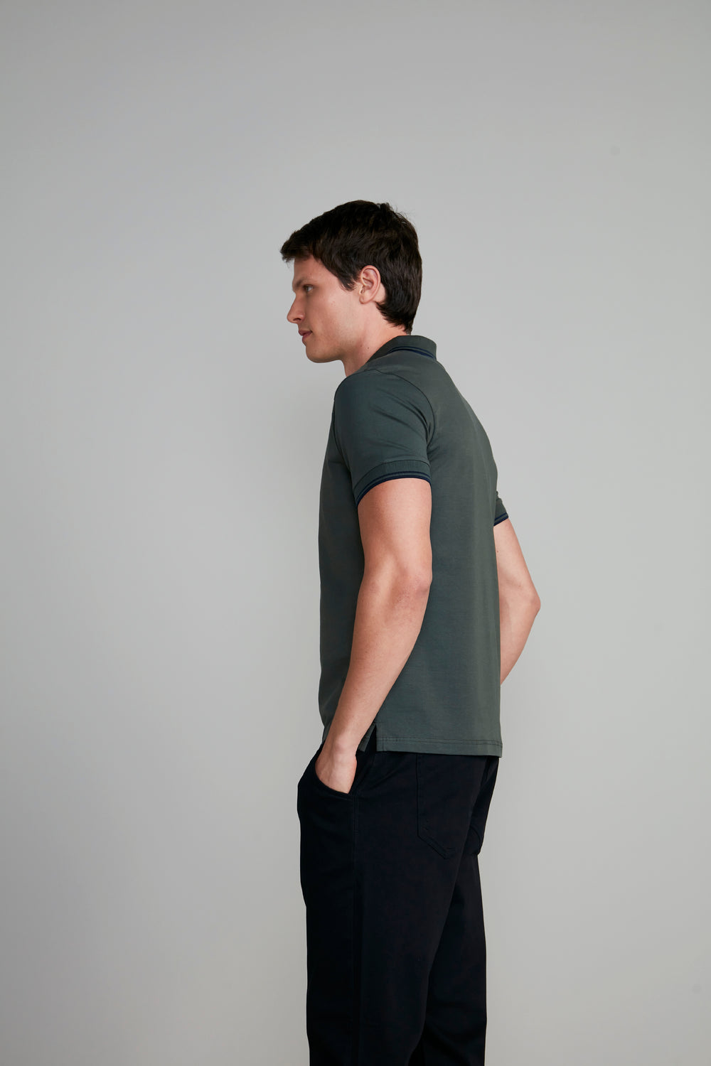 Polo Manga Curta Malha Básica Slim Fit