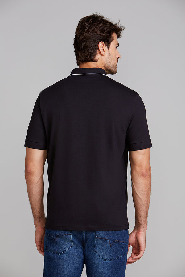 Camisa Polo Básica Malha Premium Comfort - Preto