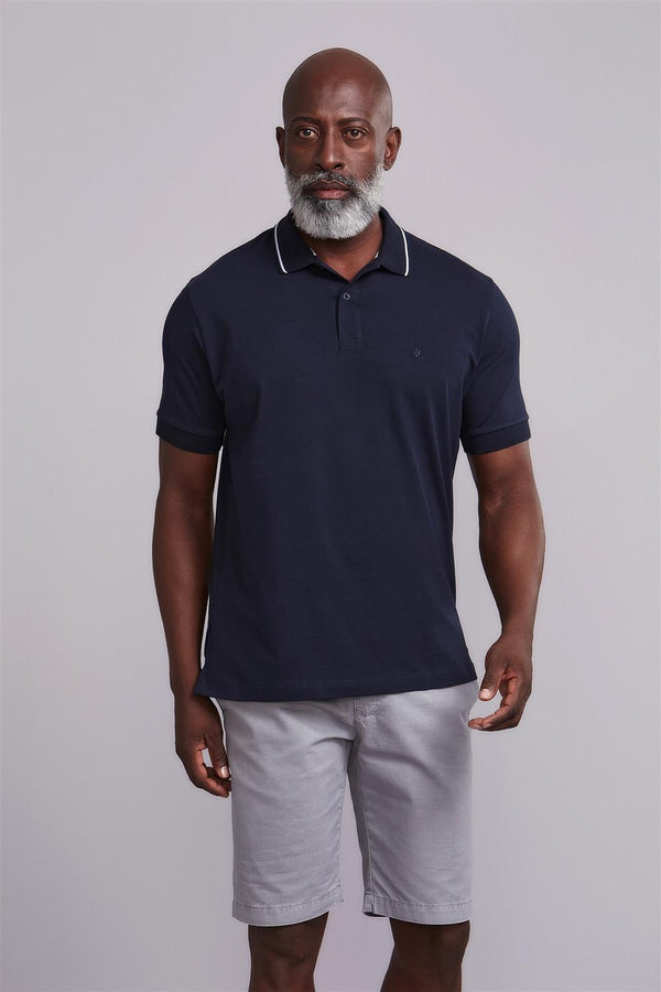 Polo Manga Curta Comfort Malha Básica - Azul Marinho