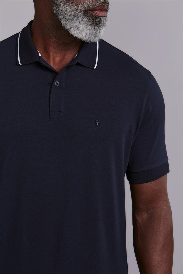 Polo Manga Curta Comfort Malha Básica - Azul Marinho