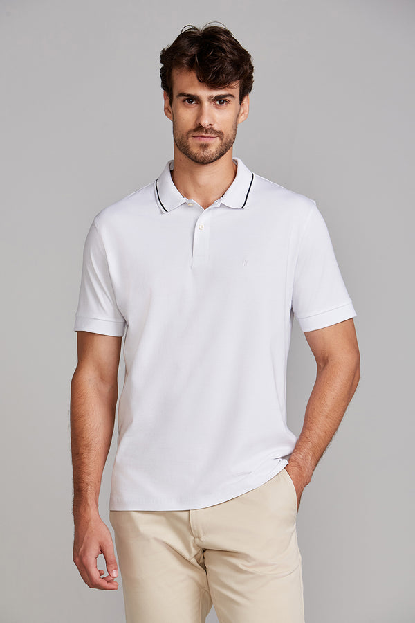 Polo Manga Curta Comfort Malha Básica - Branco