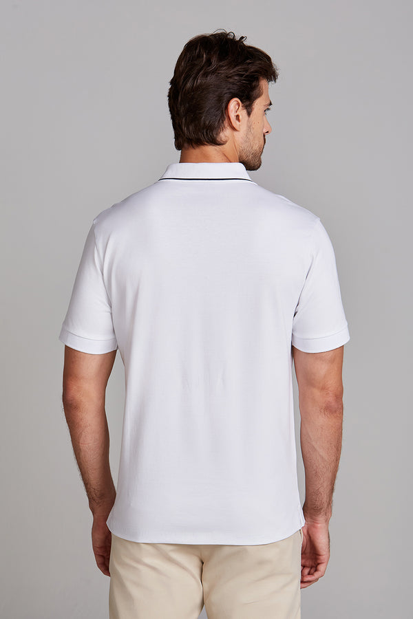 Camisa Polo Básica Malha Premium Comfort - Branco