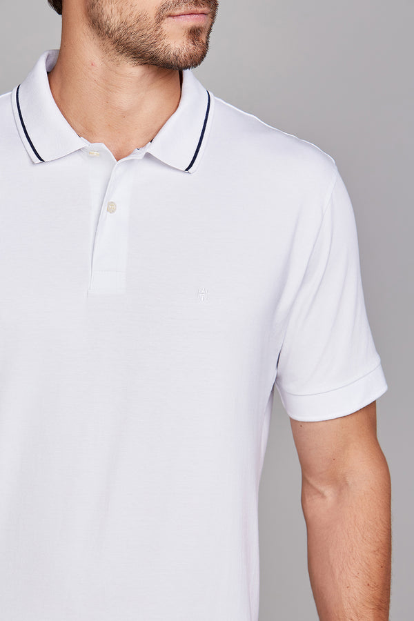 Polo Manga Curta Comfort Malha Básica - Branco