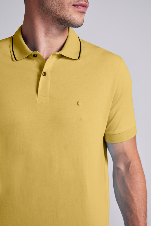 Polo Manga Curta Comfort Malha Básica - Amarelo