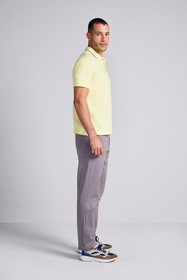 Polo Manga Curta Comfort Malha Básica - Amarelo Manteiga