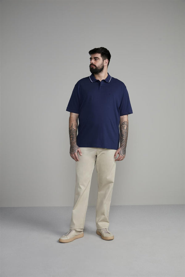 Polo Manga Curta Comfort Malha Básica - Azul Noturno