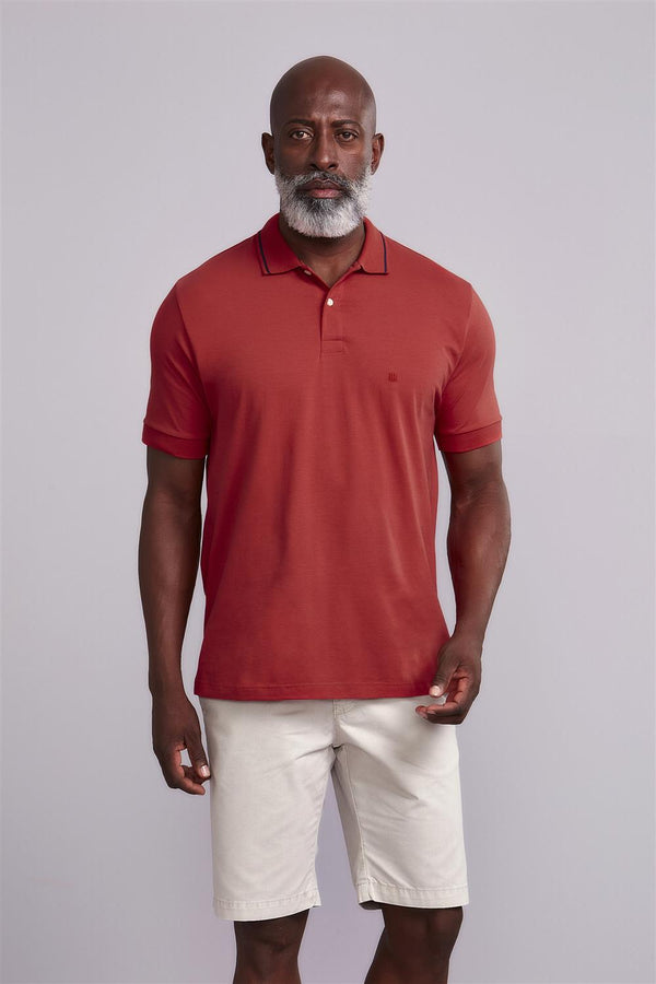 Polo Manga Curta Comfort Malha Básica - Vermelho