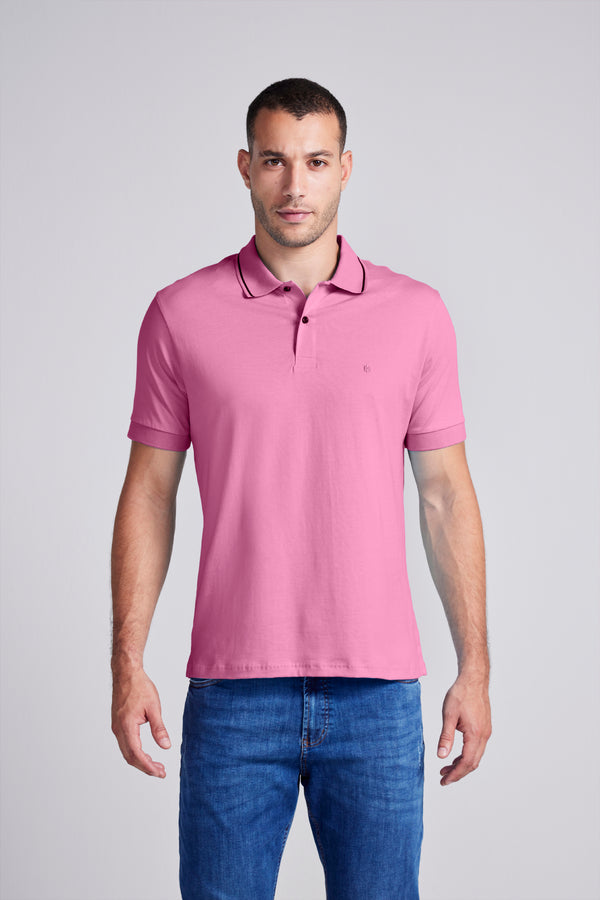 Polo Manga Curta Comfort Malha Básica - Rosa