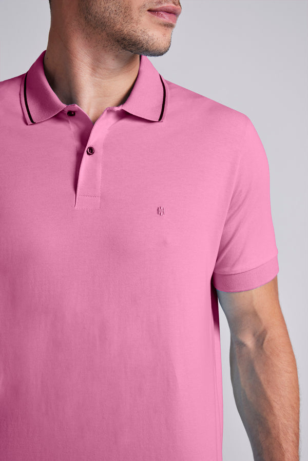 Polo Manga Curta Comfort Malha Básica - Rosa
