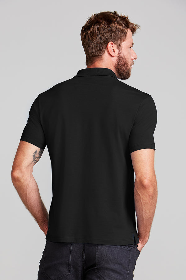 Camisa Polo Básica com Bolso Malha Premium Comfort - Preto