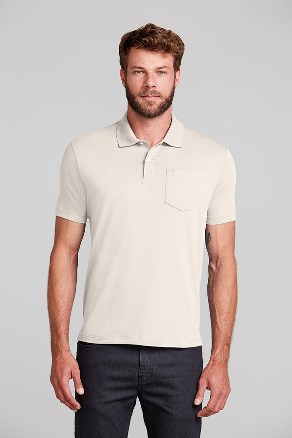 Camisa Polo Básica com Bolso Malha Premium Comfort - Bege