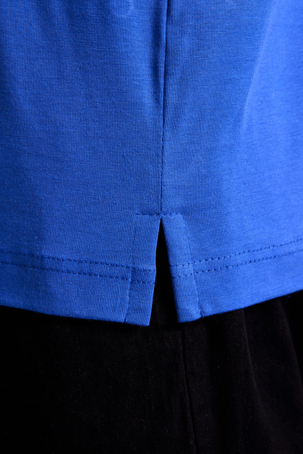 Polo Manga Curta com Bolso Comfort Malha Básica - Azul