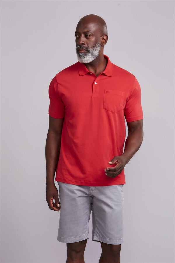 Camisa Polo Básica com Bolso Malha Premium Comfort - Vermelho