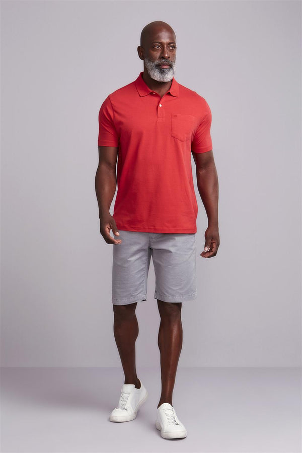 Camisa Polo Básica com Bolso Malha Premium Comfort - Vermelho