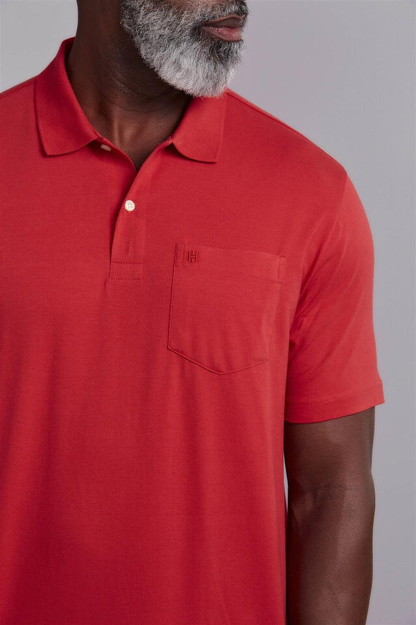 Polo Manga Curta com Bolso Comfort Malha Básica - Vermelho