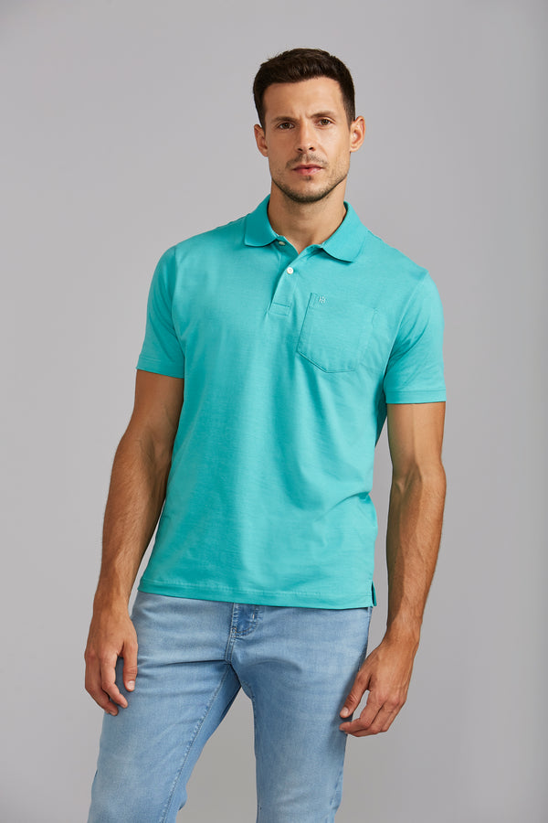 Camisa Polo Básica com Bolso Malha Premium Comfort - Verde