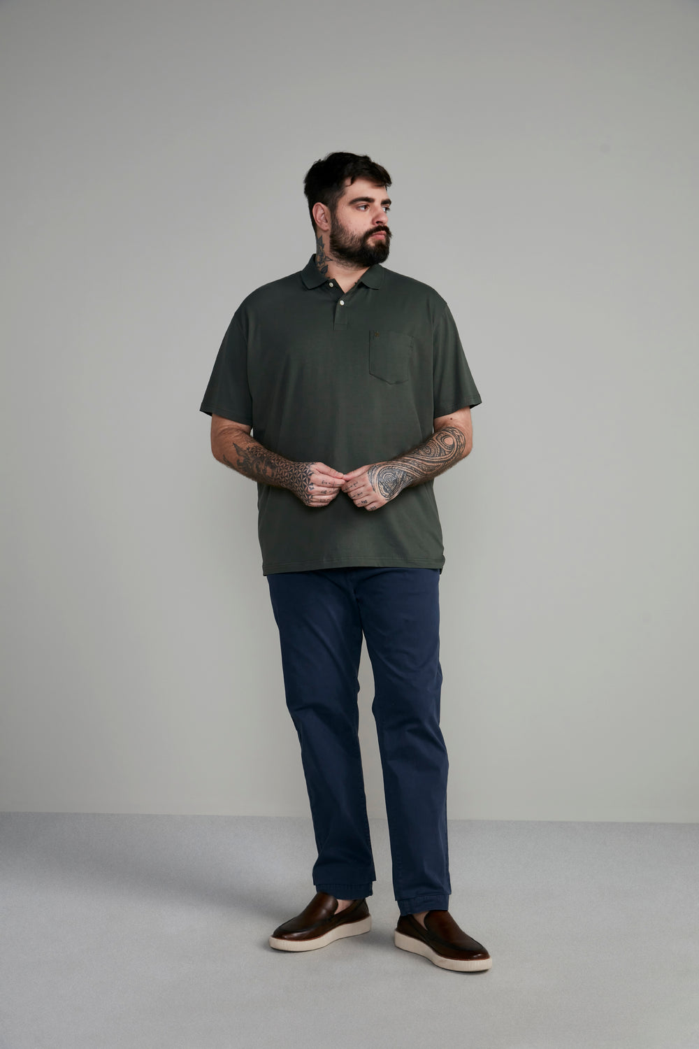 Camisa Polo Básica com Bolso Malha Premium Comfort