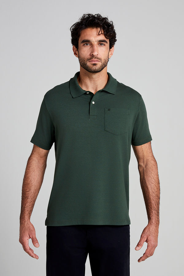 Camisa Polo Básica com Bolso Malha Premium Comfort - Verde