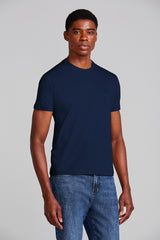 Camiseta Manga Curta Malha Básica Slim Fit - Azul Marinho