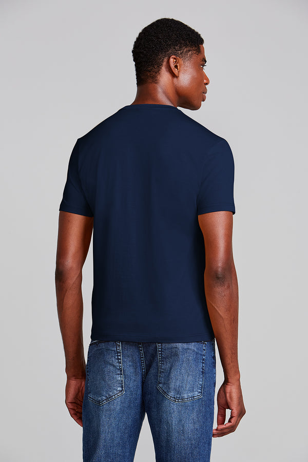 Camiseta Básica Malha Premium Slim Fit - Azul Marinho