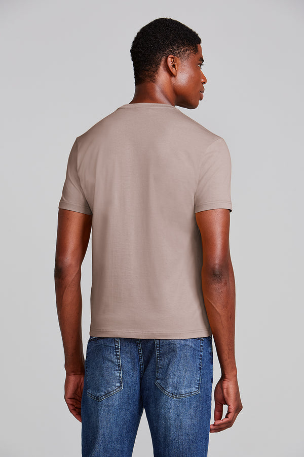 Camiseta Manga Curta Malha Básica Slim Fit - Marrom
