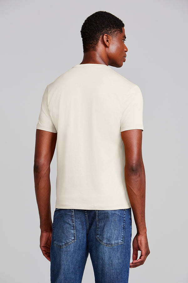 Camiseta Manga Curta Malha Básica Slim Fit - Bege