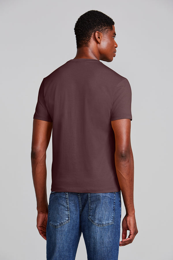 Camiseta Manga Curta Malha Básica Slim Fit - Marrom