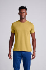 Camiseta Manga Curta Malha Básica Slim Fit - Amarelo Mostarda