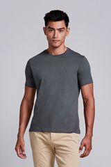 Camiseta Manga Curta Malha Básica Slim Fit - Cinza