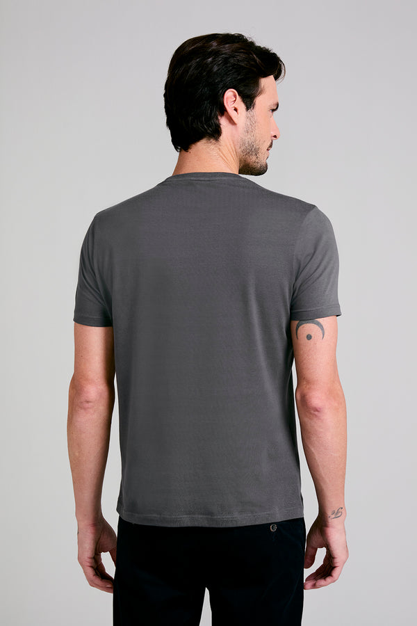 Camiseta Básica Malha Premium Slim Fit - Cinza