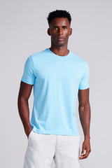 Camiseta Manga Curta Malha Básica Slim Fit - Azul