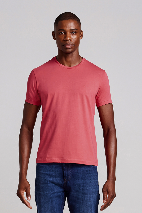 Camiseta Manga Curta Malha Básica Slim Fit - Laranja