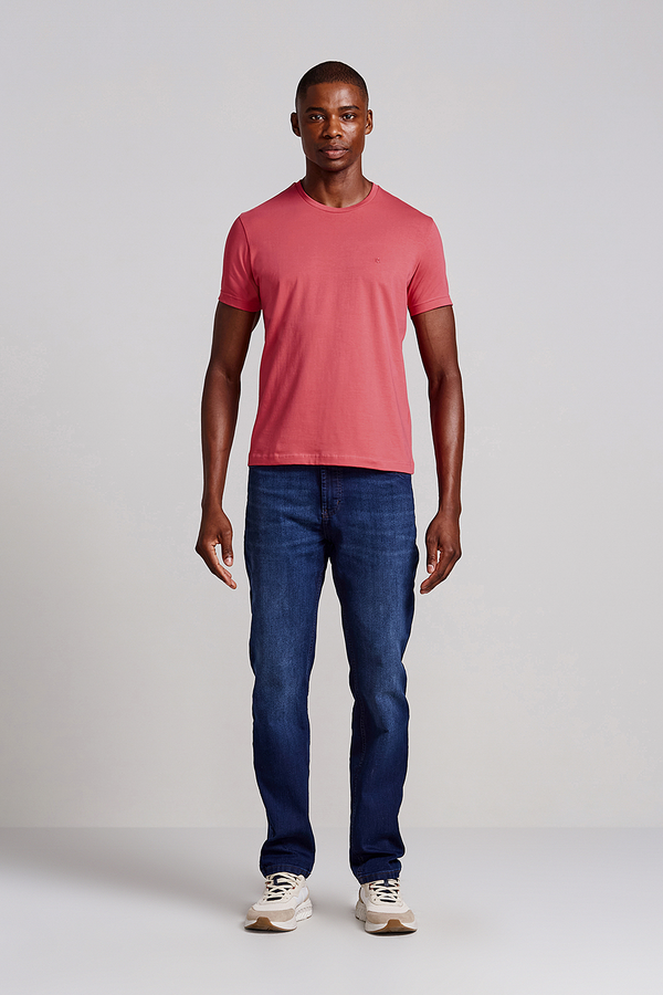 Camiseta Manga Curta Malha Básica Slim Fit - Laranja