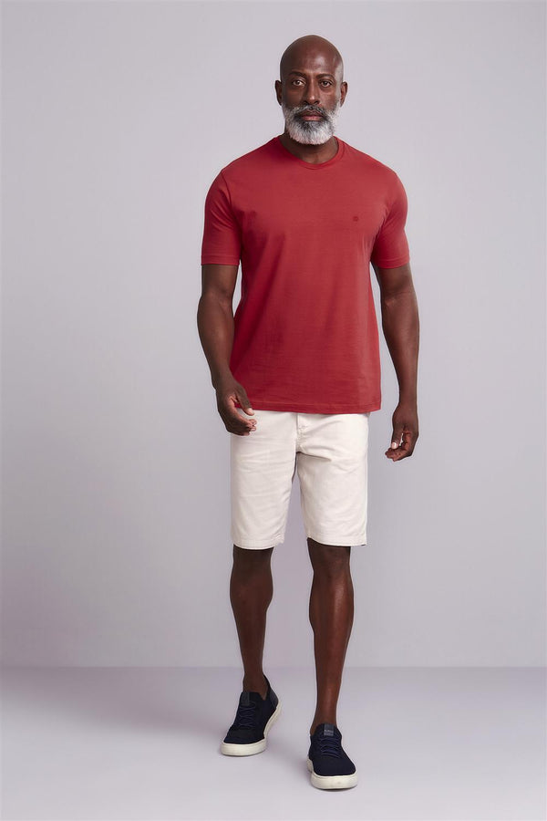 Camiseta Manga Curta Malha Básica Slim Fit - Vermelho