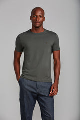 Camiseta Manga Curta Malha Básica Slim Fit - Verde Escuro