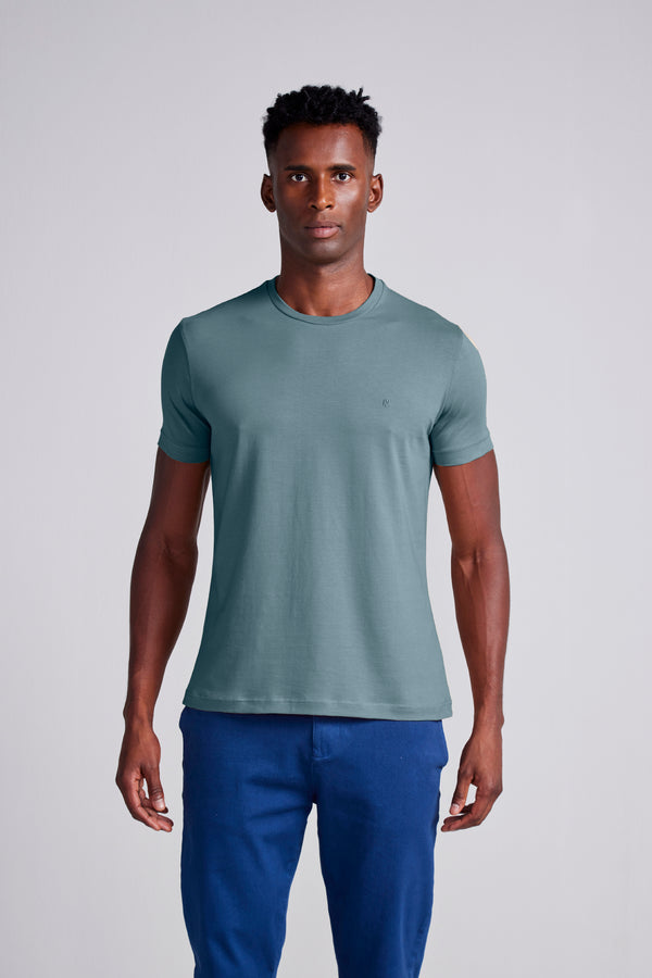 Camiseta Manga Curta Malha Básica Slim Fit - Verde
